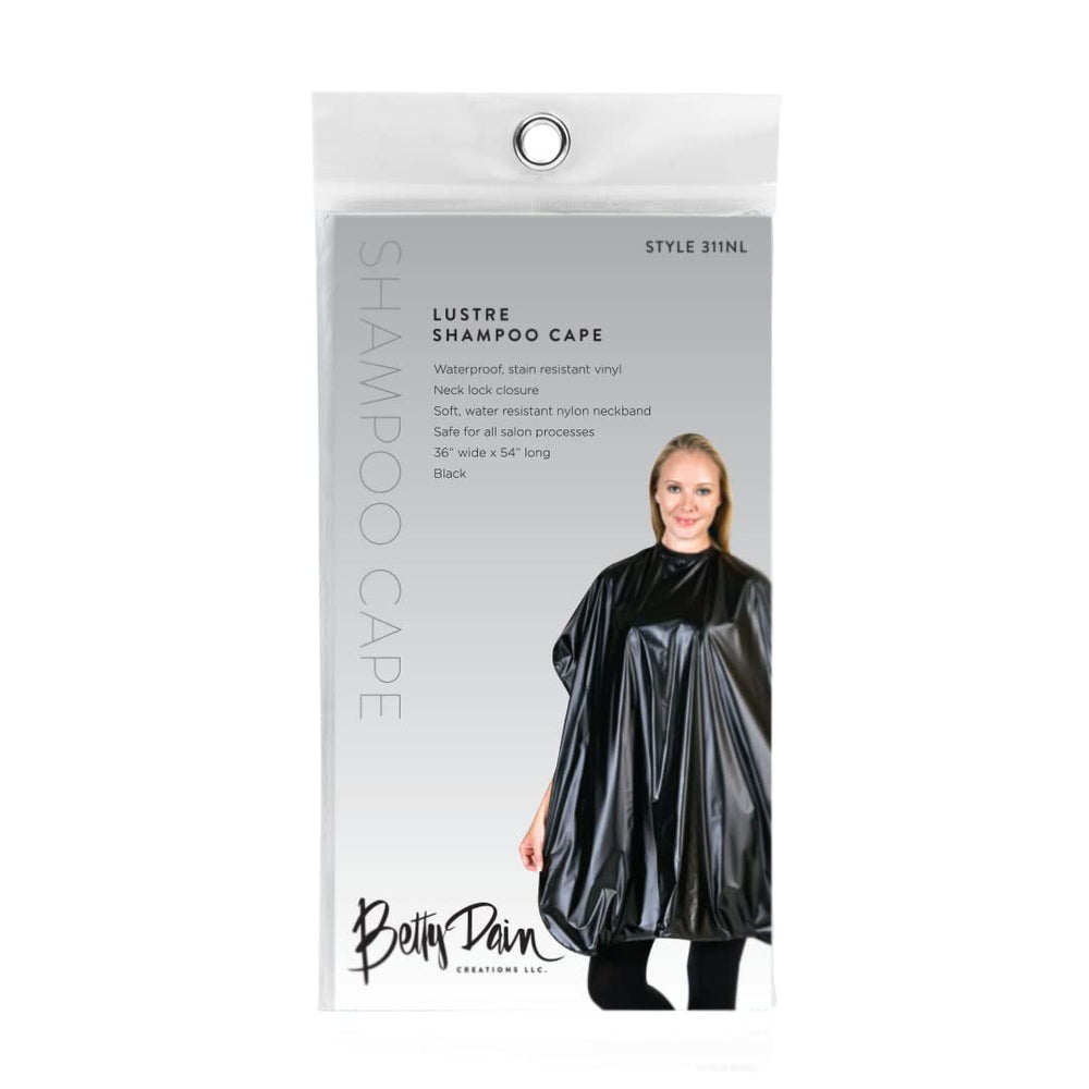 Betty Dain Lustre Shampoo Cape black professional finish enhances salon presentation