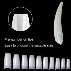 Beuniar nail tips in 10 sizes (0-9) for precise finger fit.