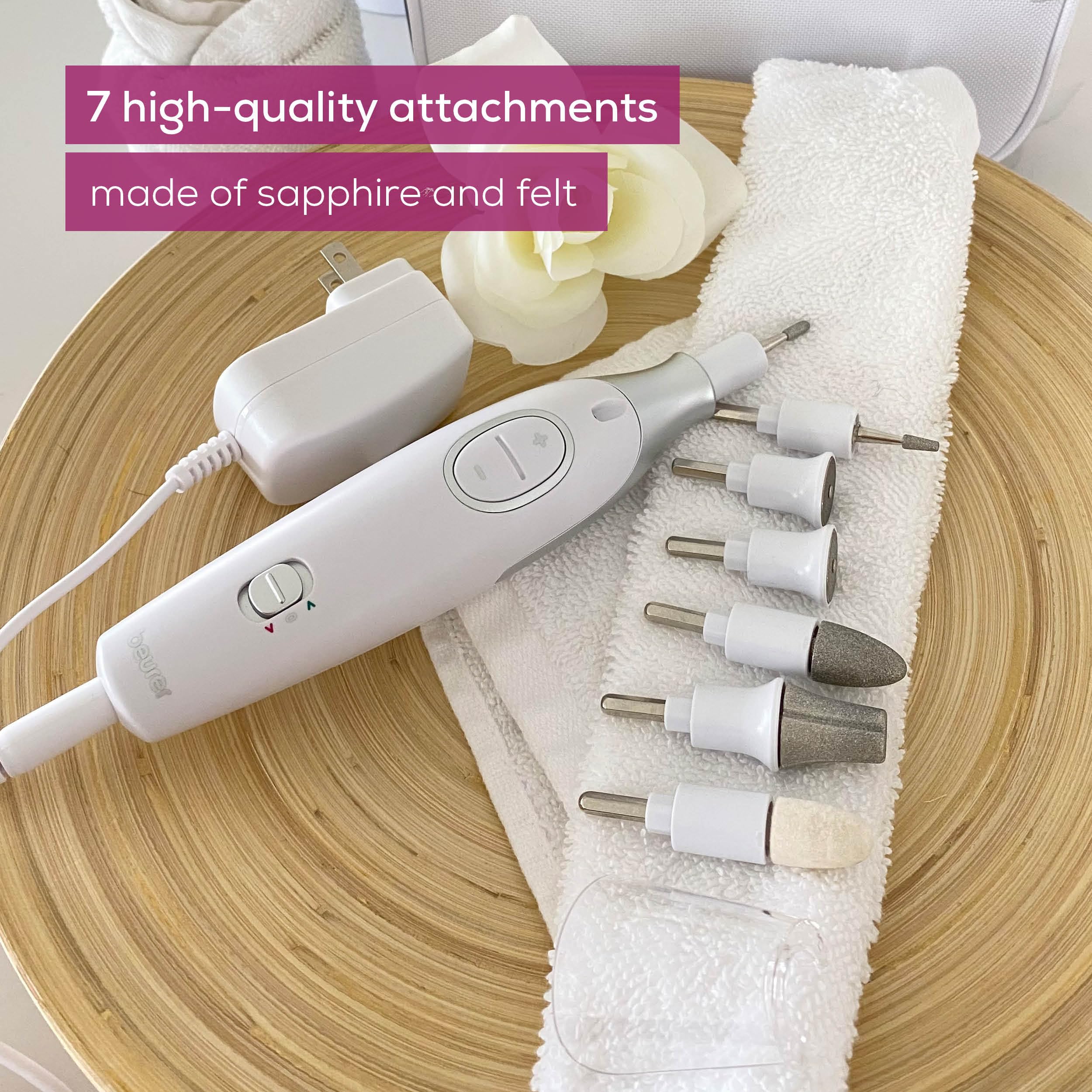 Beurer MP42 with LED precision light illuminating the nail area.