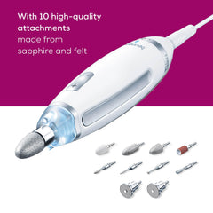 Beurer MP62 LED light close-up for precise filing and clean results