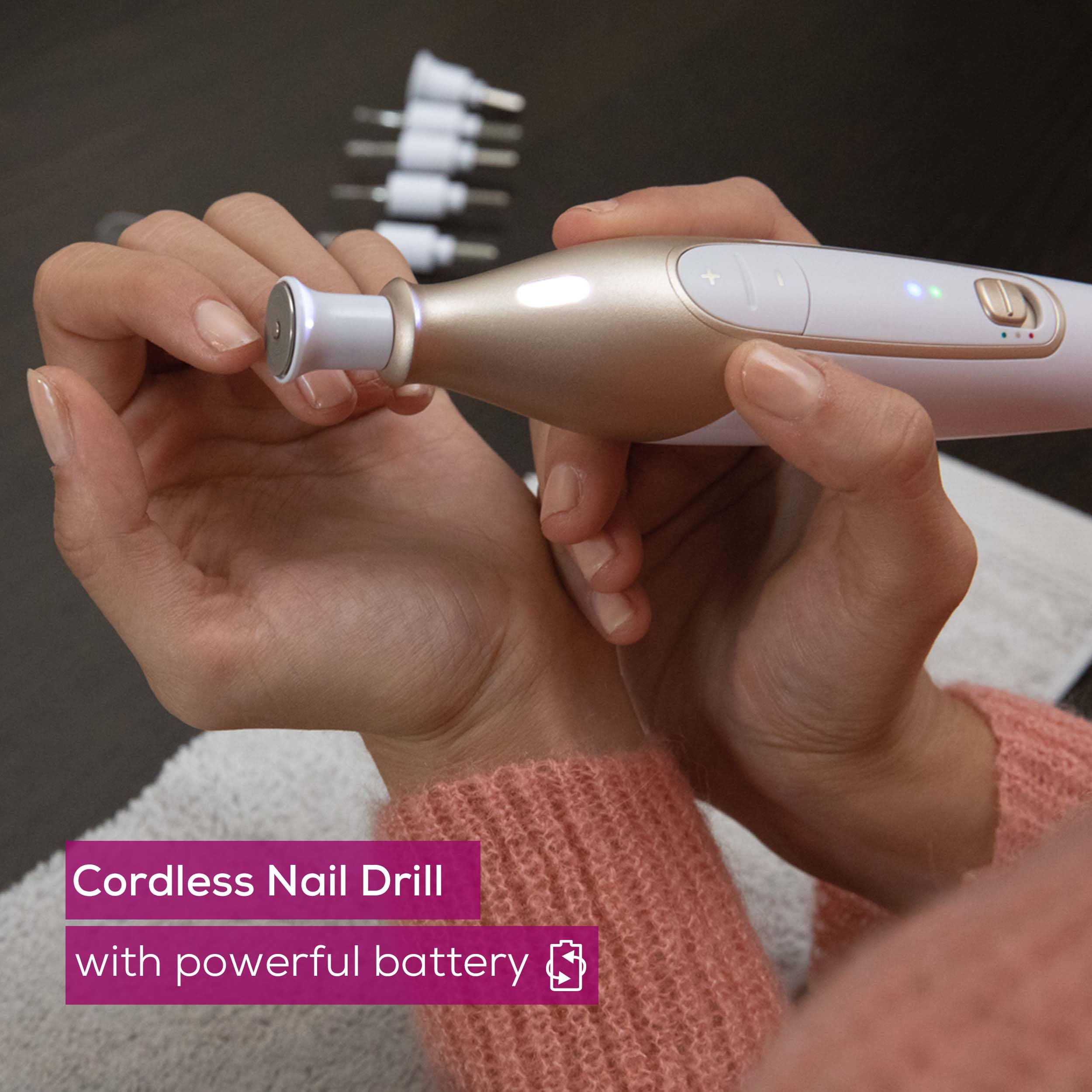 Beurer MP64 LED light illuminates the nail area for accurate work.