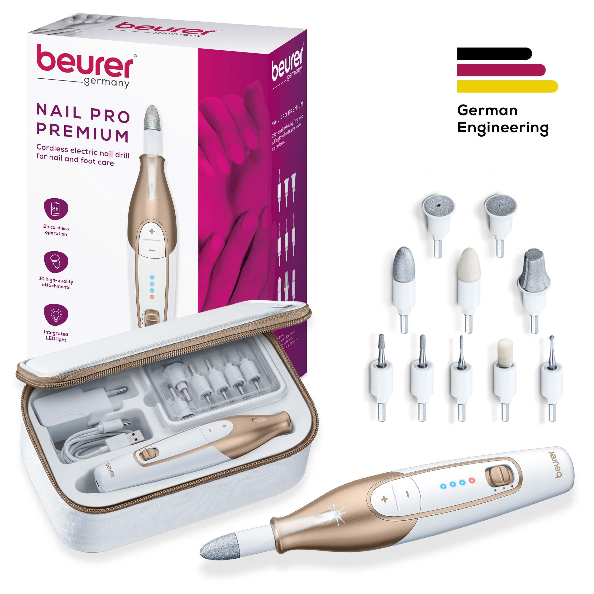 Beurer MP64 premium storage case keeps all tools organized.