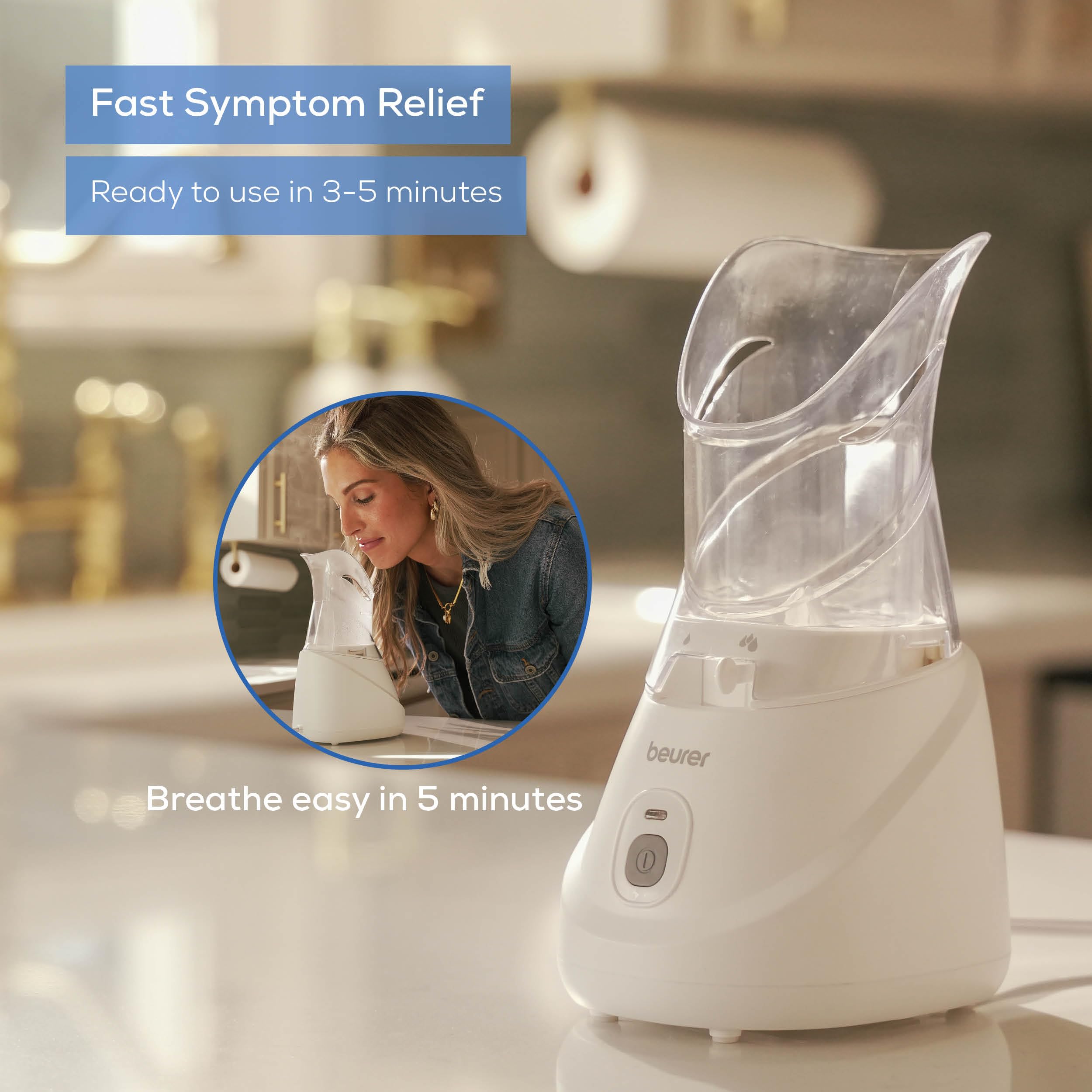 Beurer SI31 with universal mask provides comfortable, family-friendly steam relief.