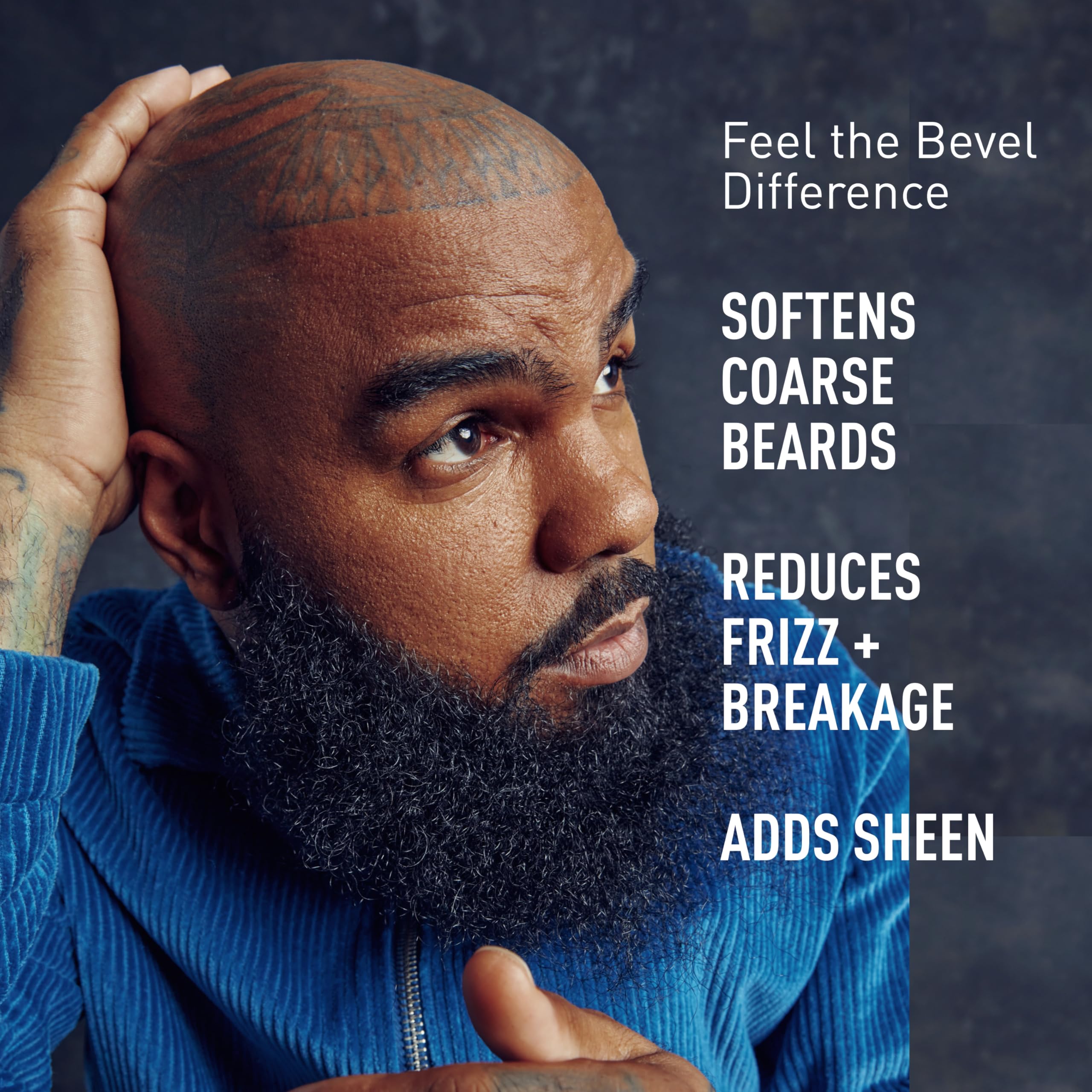 Bevel beard pomade tube closeup with shine and texture