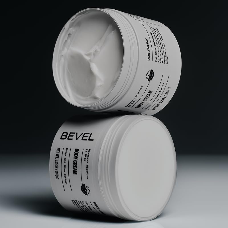 Bevel Body Cream daily-use panel suggesting all-day hydration.