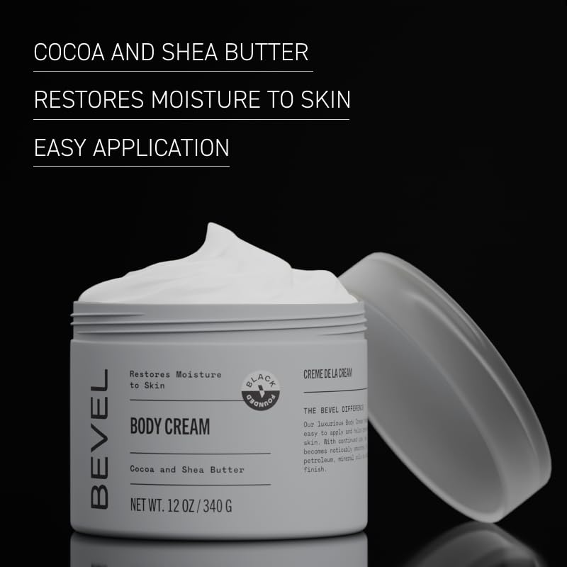 Bevel Body Cream hands and jar show everyday moisturizing ritual.