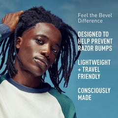 Bevel Essentials disposable razor pack back, compact travel companion for quick grooming.
