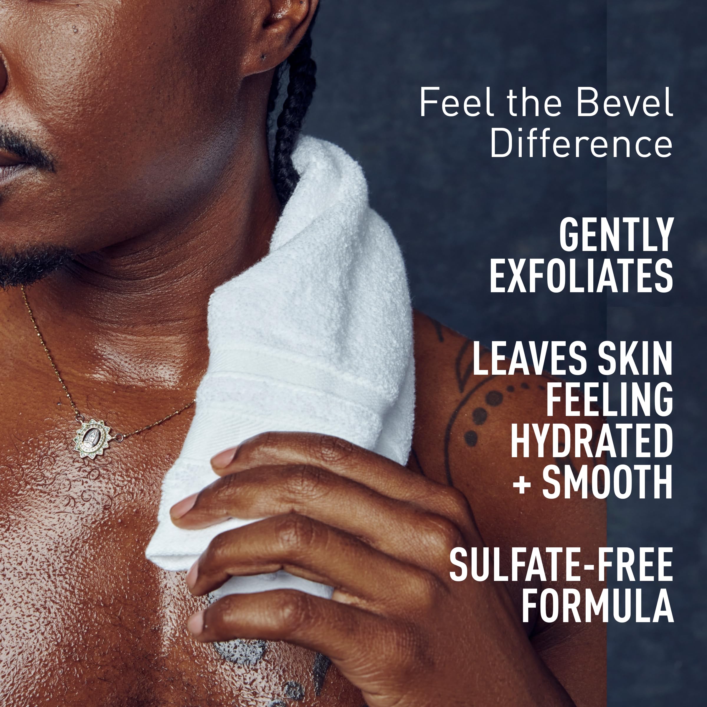 Bevel gel de baño exfoliante, regalo ideal para hombres que cuidan su piel.