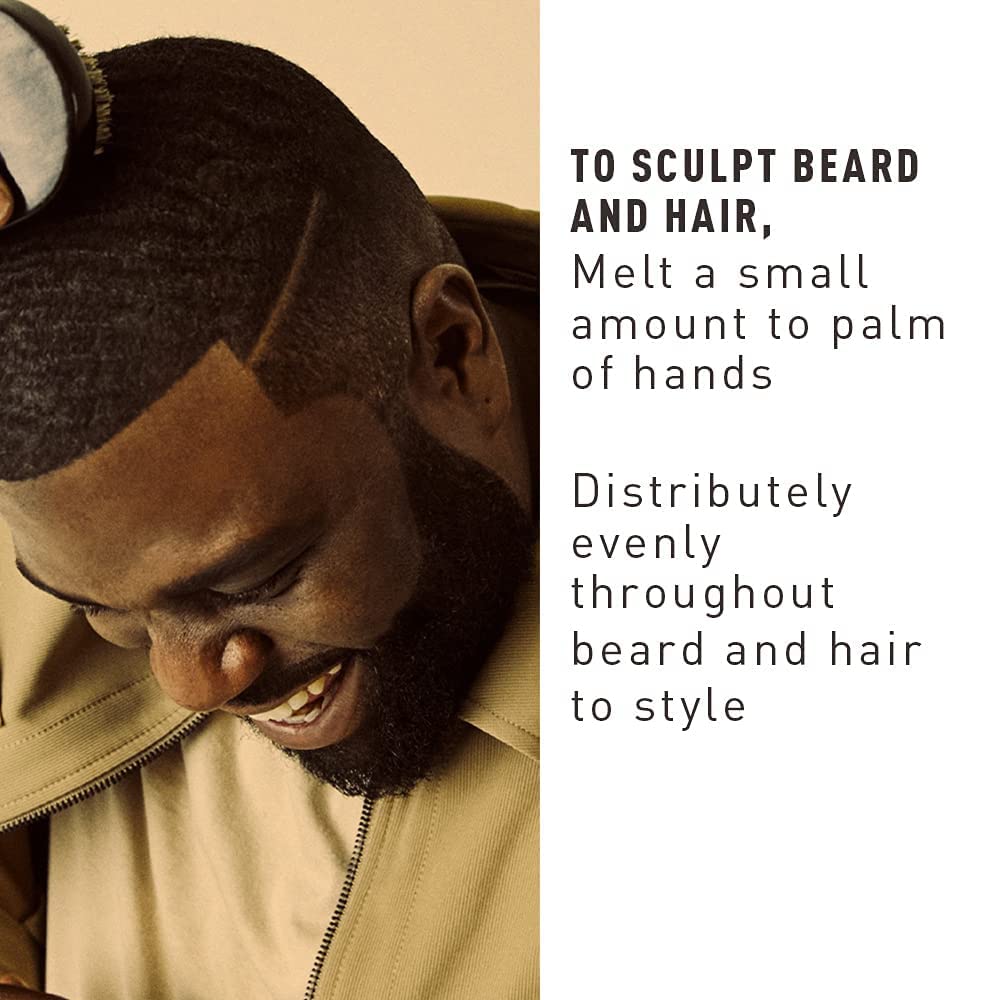 Bevel hair-pomade glossy texture on hair and beard