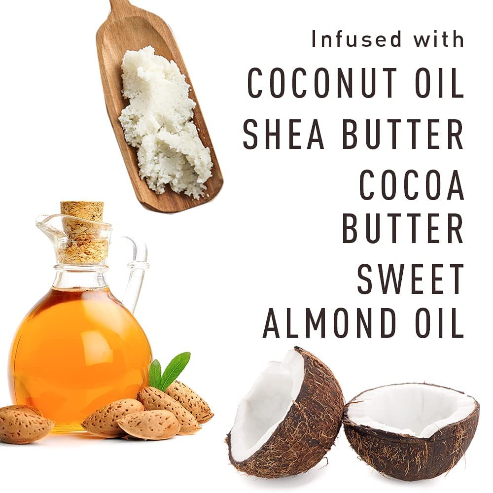 Bevel bottle highlights coconut oil and shea butter ingredients