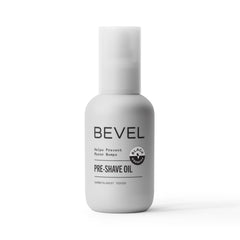 Bevel Pre Shave Oil bottle with castor olive tea tree for smoother shaves.