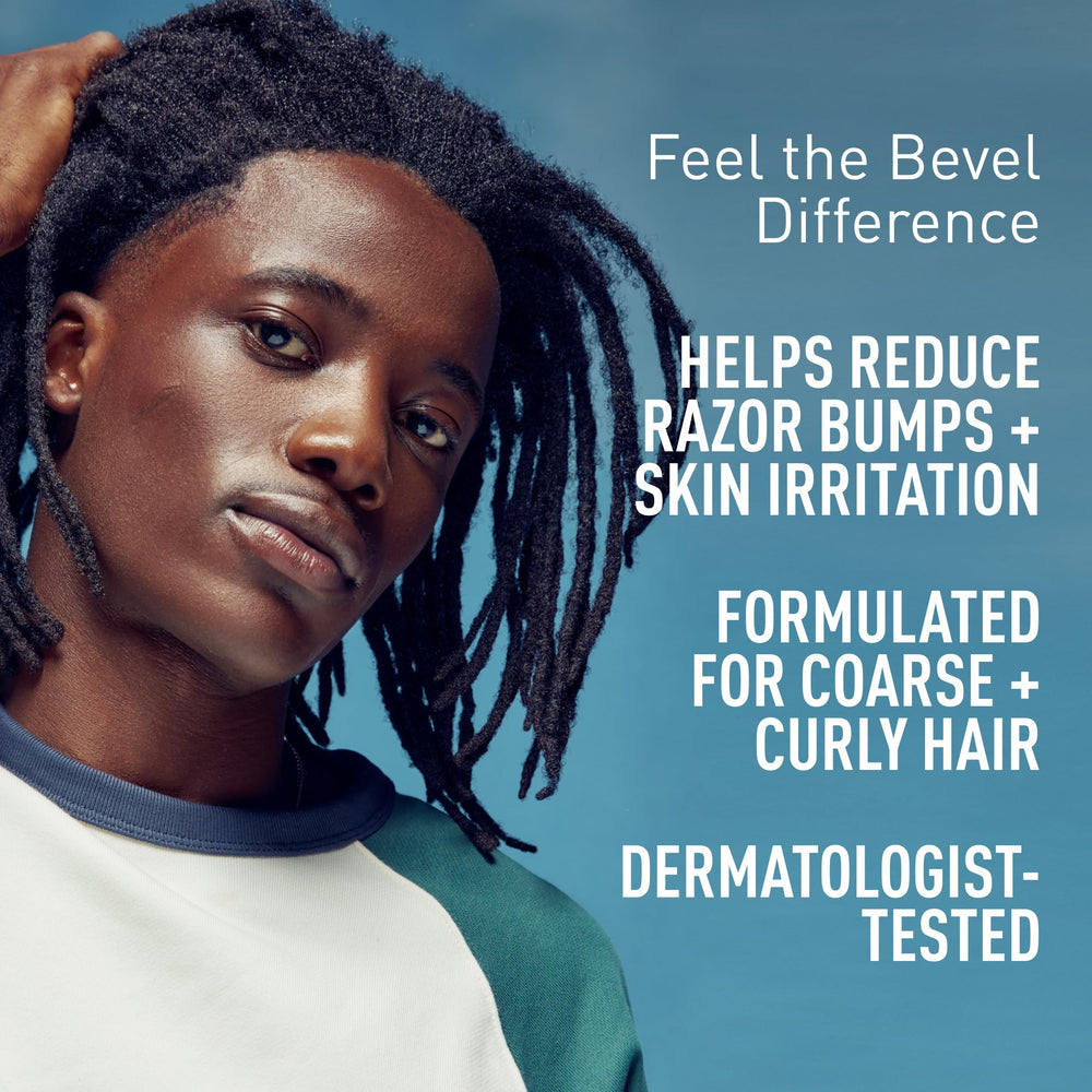 Bevel pre-shave oil prepares skin by softening beard.