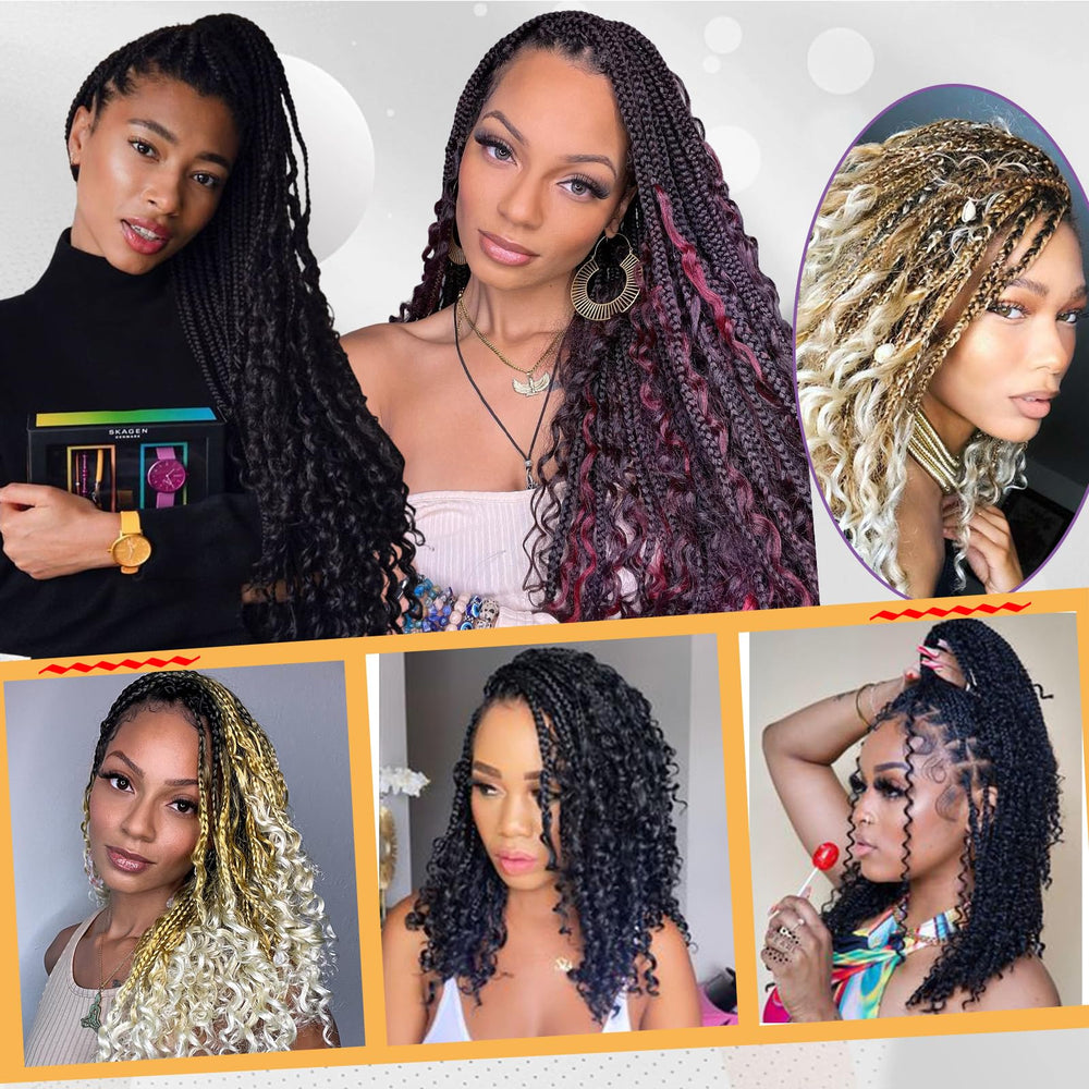 Beverlee 14-inch boho braids flat lay shows 128 strands packaged per lot.