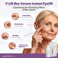 BEVERLY HILLS V-Lift dropper applying serum to the eye area.