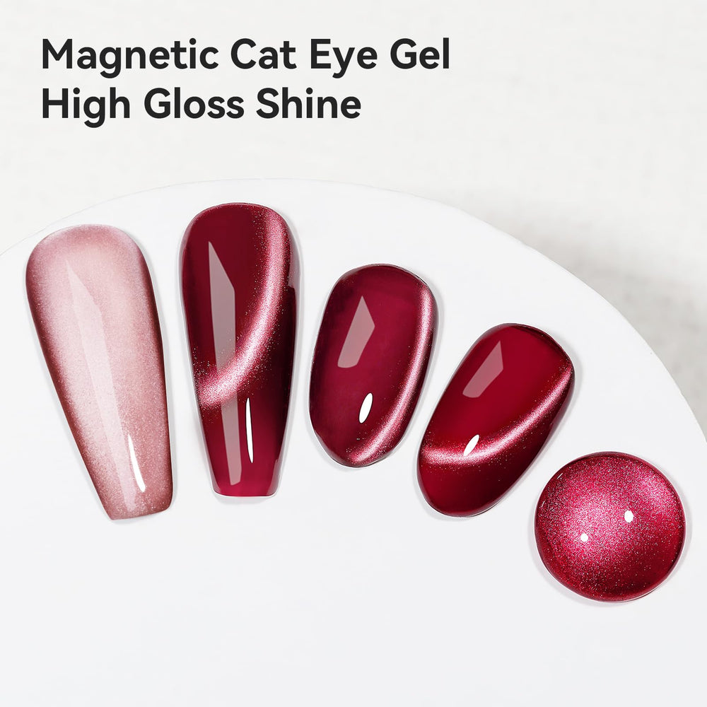 Bevimee burgundy cat eye gel swatch reveals glittery depth