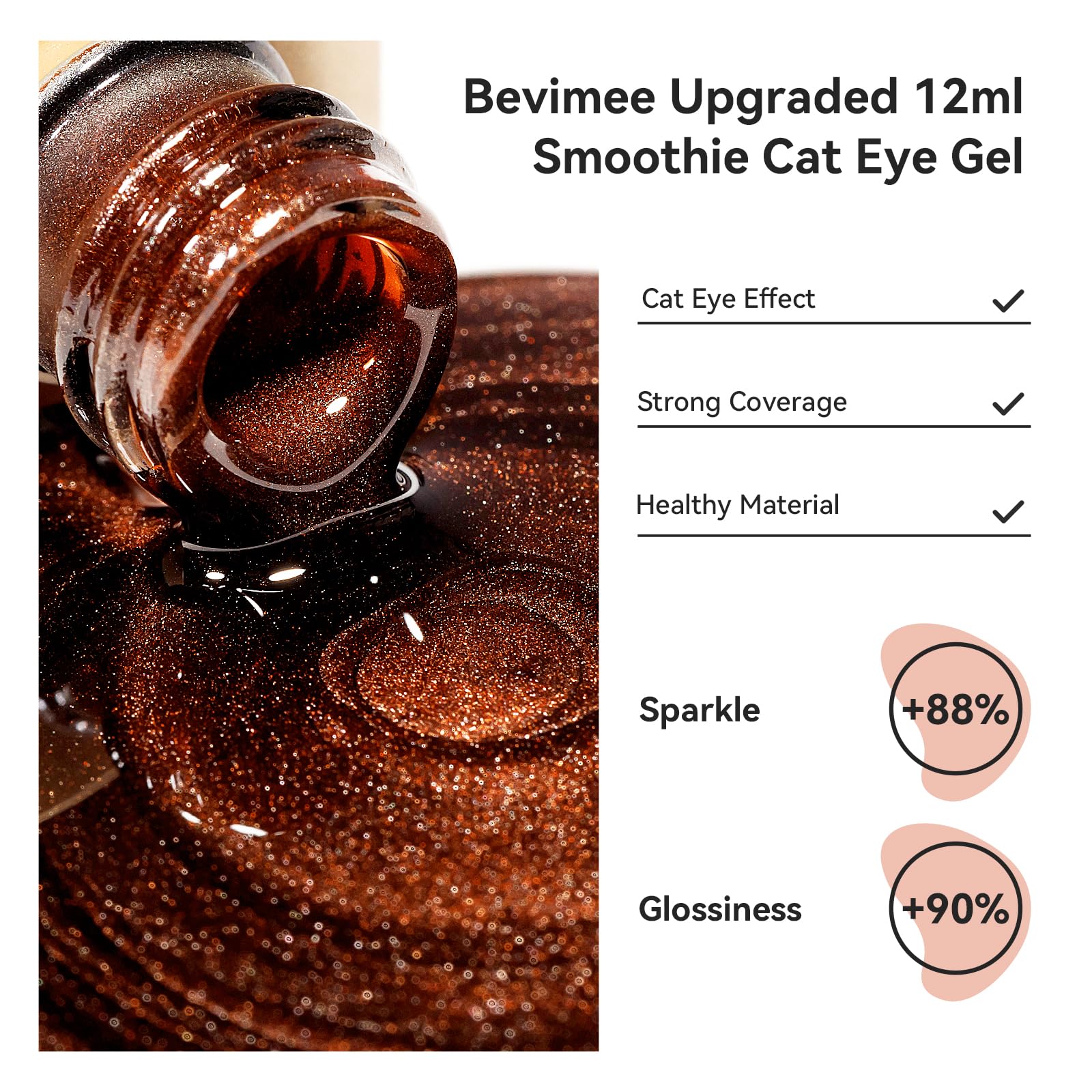 Bevimee magnetic stick demonstrates the cat eye effect on the gel