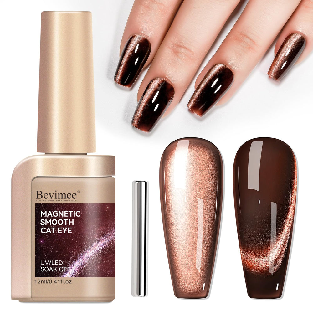 Bevimee Moonlight Cat Eye Gel in brown glitter for a radiant manicure