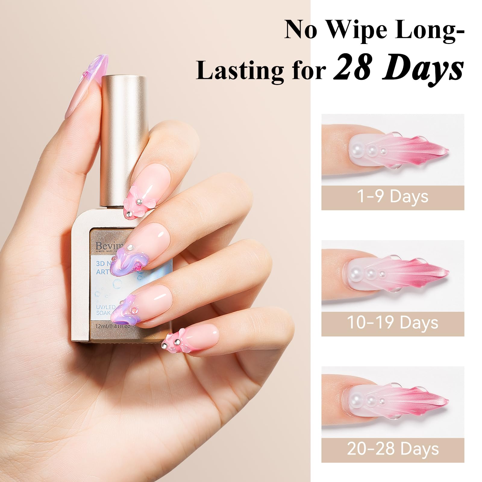 Bevimee rhinestone glue gel securely adheres gems for nail art