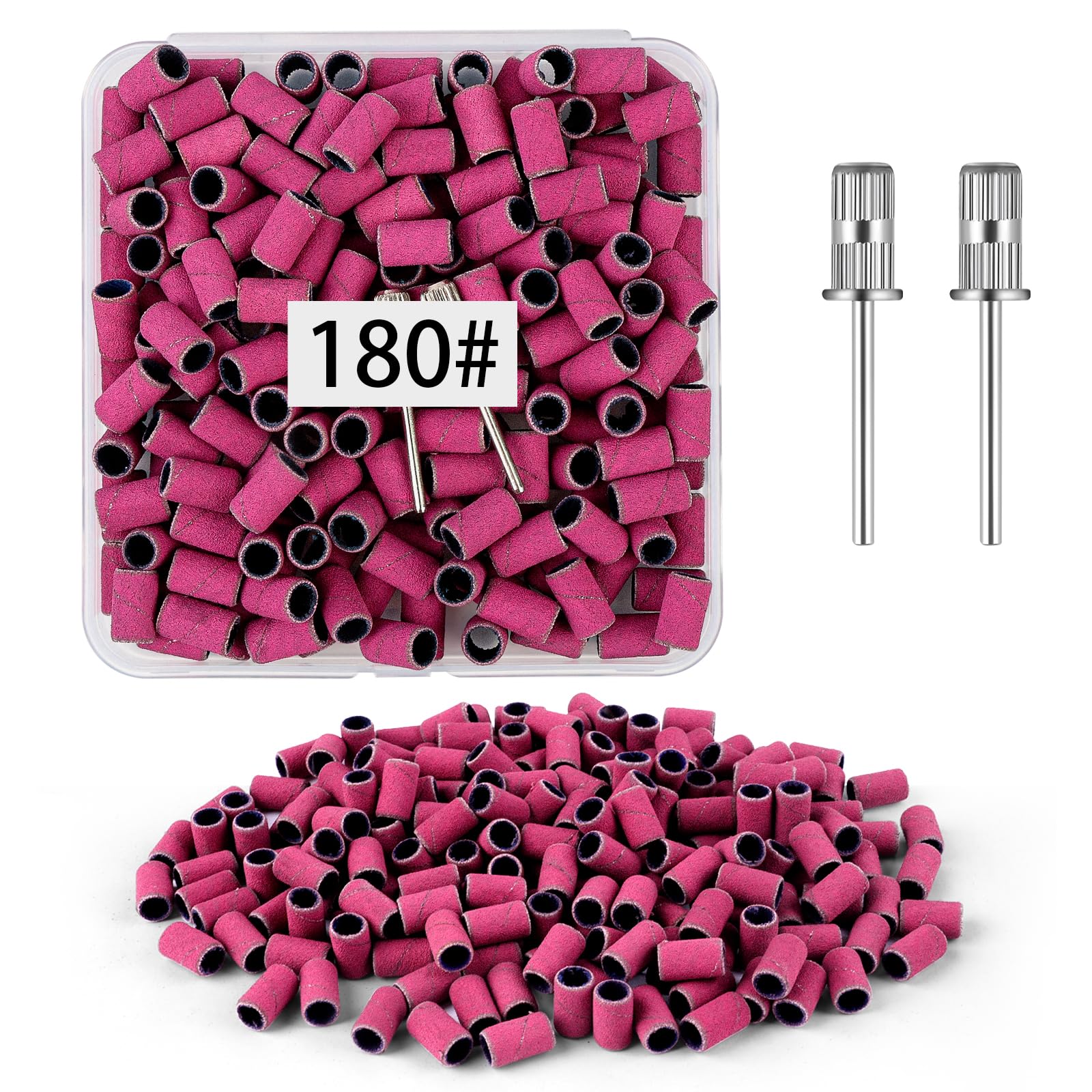 BEVTEE 200Pcs sanding bands pink pack for smooth gel and acrylic removal at home