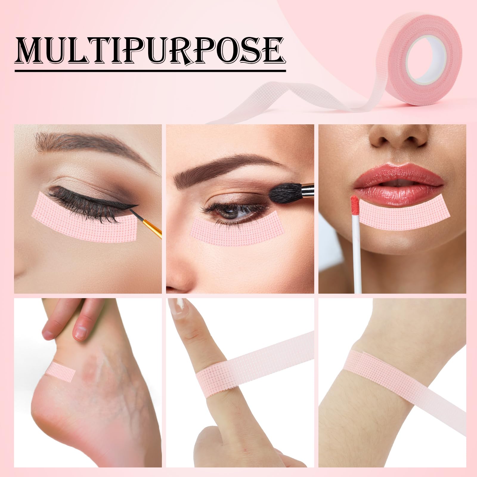 BEVTEE pink lash tape roll offers secure hold without tugging.
