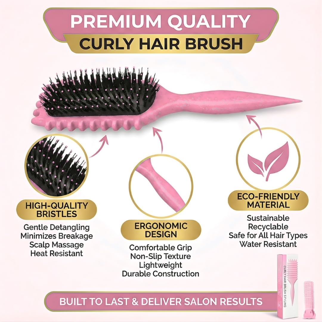 Bewelio curl-defining brush teeth detail aids even parting and frizz control