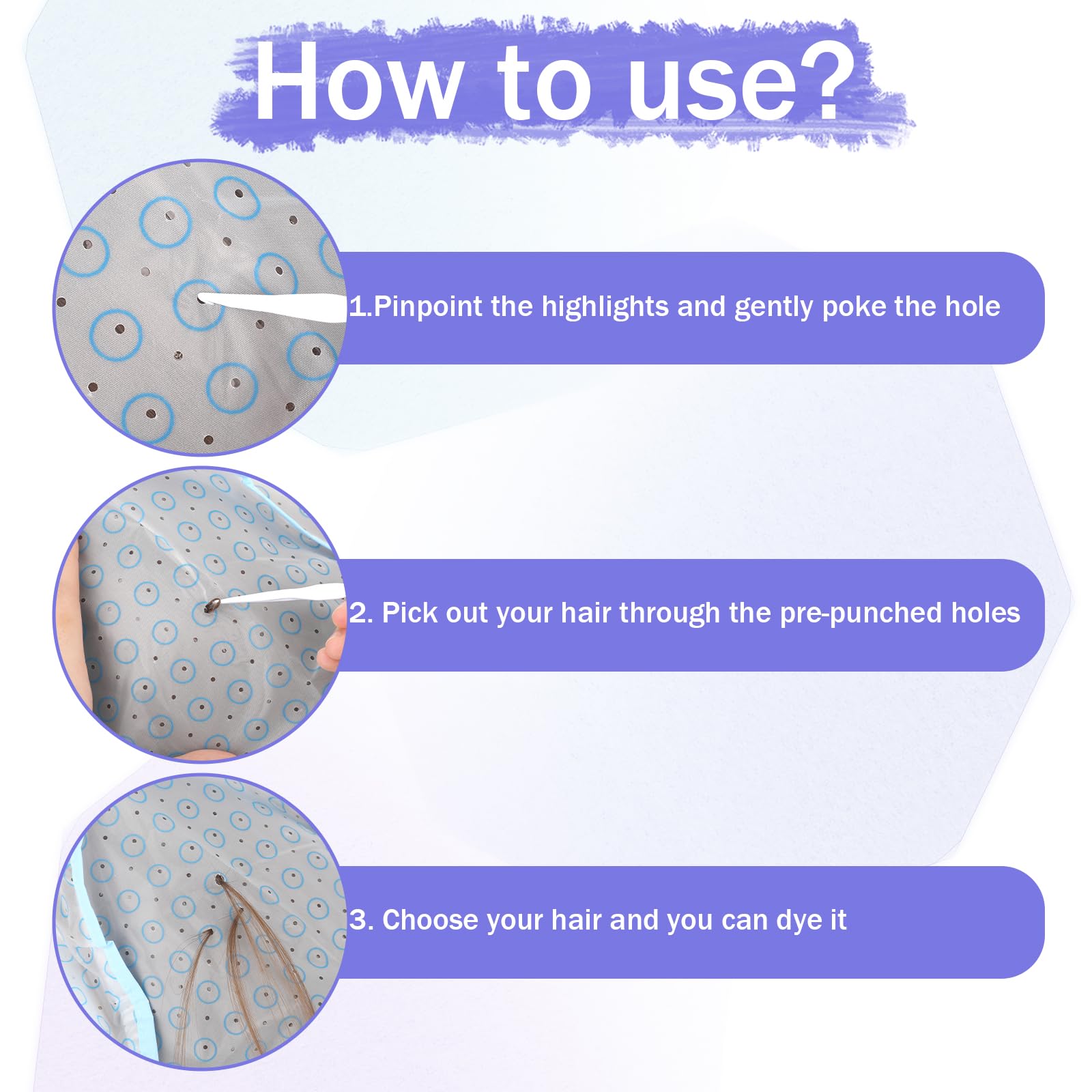 Bewudy highlighting caps purple help create dimensional highlights safely