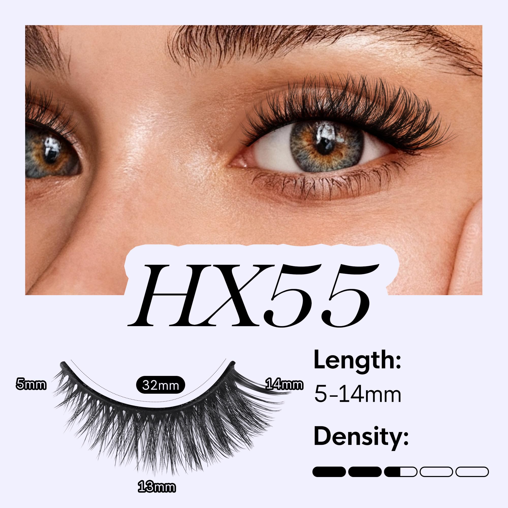 Closeup of BEYELIAN HX55 lash band for natural definition