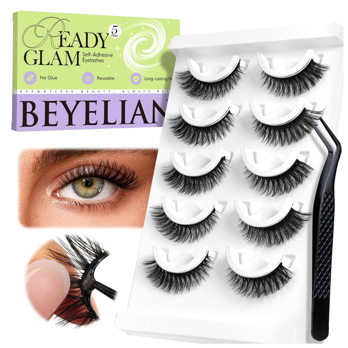 BEYELIAN HX55 self-adhesive lashes ready for instant glam
