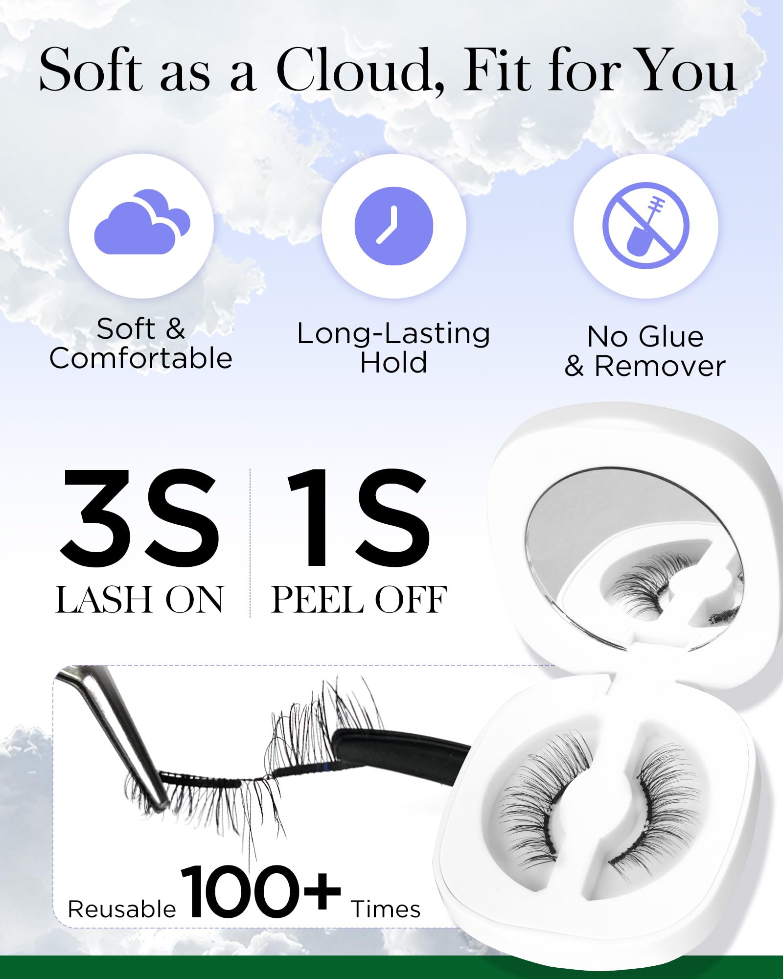 BEYELIAN lashes being applied with applicator for easy, glue-free precision.