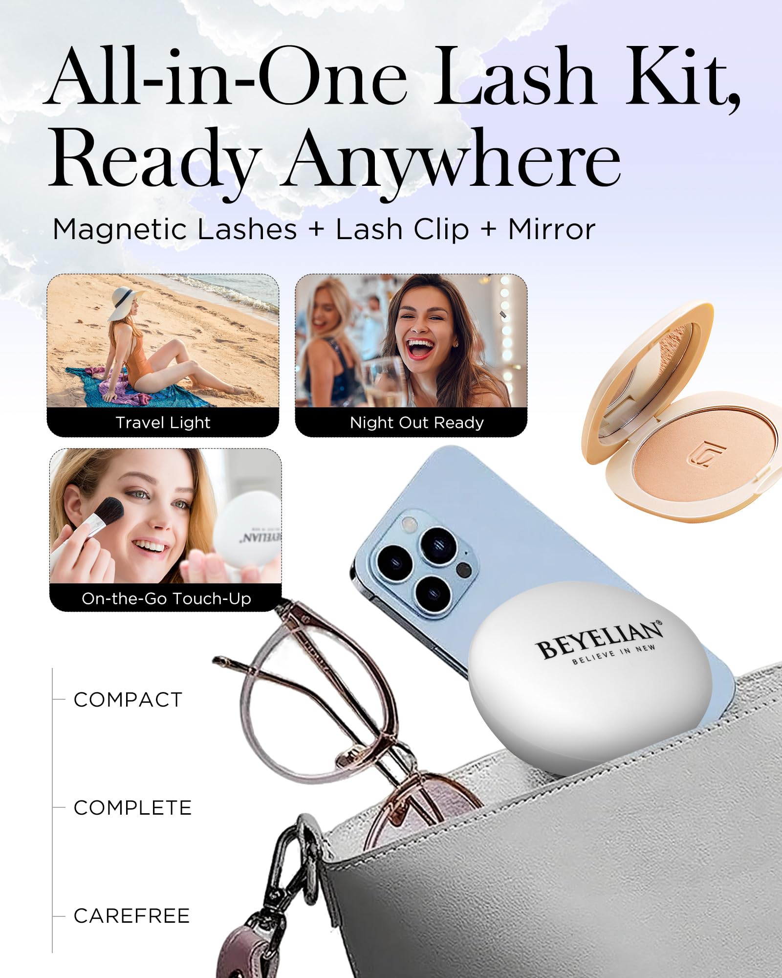BEYELIAN magnetic lashes shown along the lash line for secure look