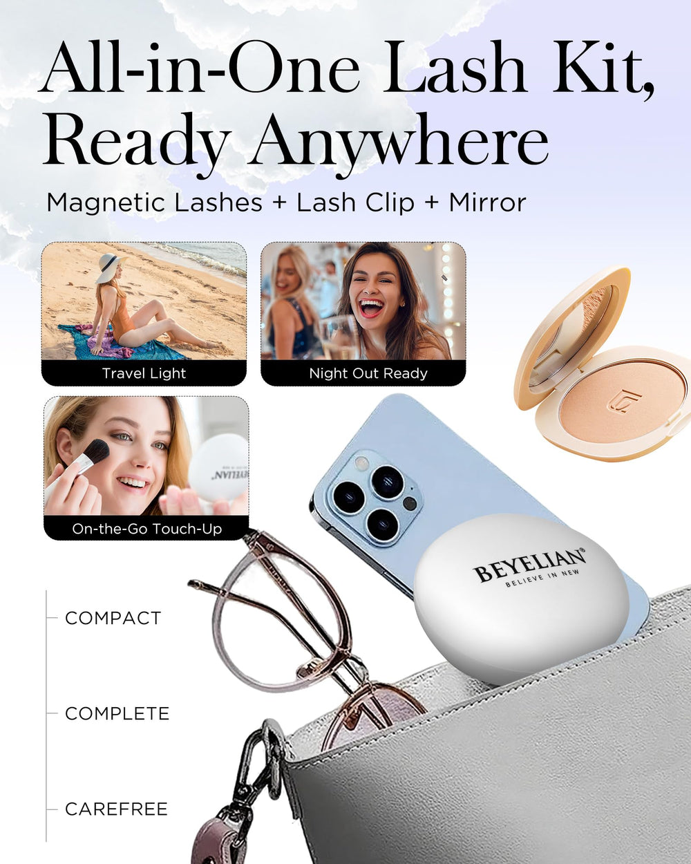 BEYELIAN magnetic lashes shown along the lash line for secure look