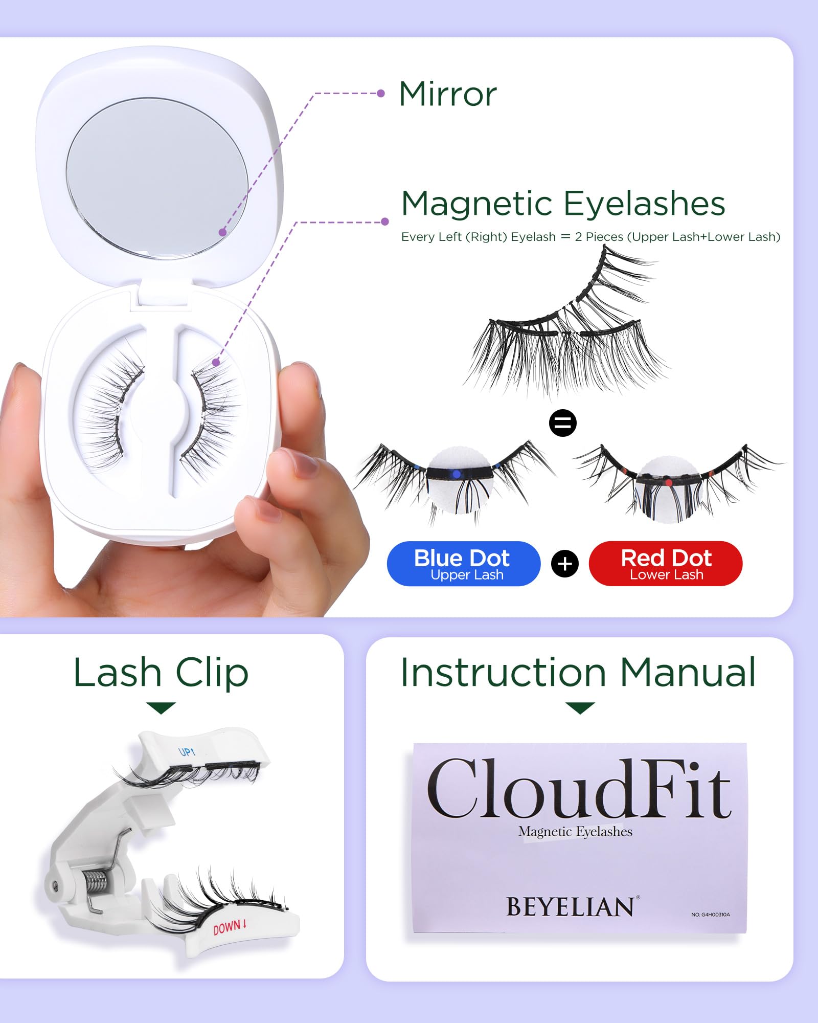 BEYELIAN soft magnetic strips eyelash detail highlighting lightweight, flexible band for comfort.
