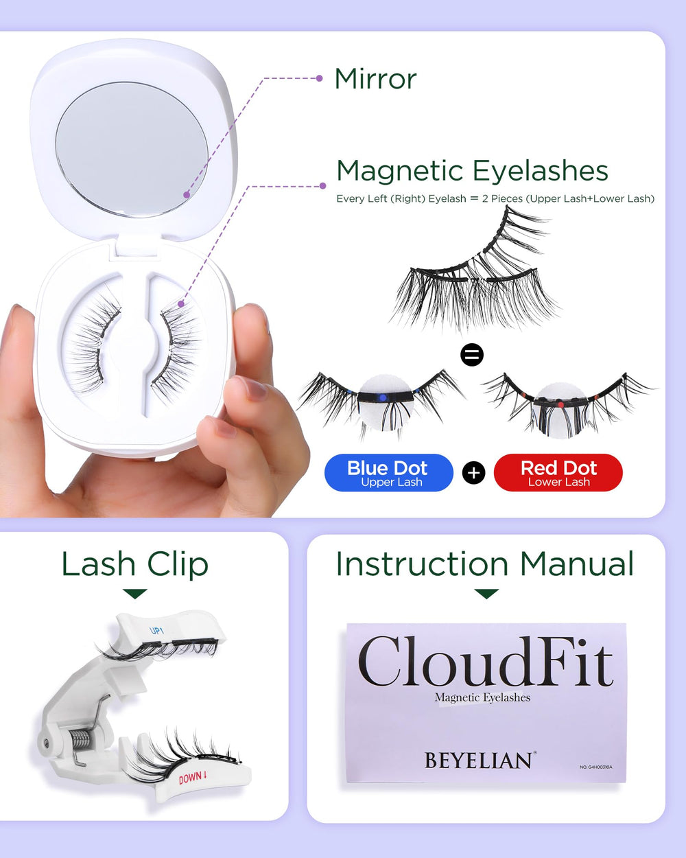 BEYELIAN soft magnetic strips eyelash detail highlighting lightweight, flexible band for comfort.