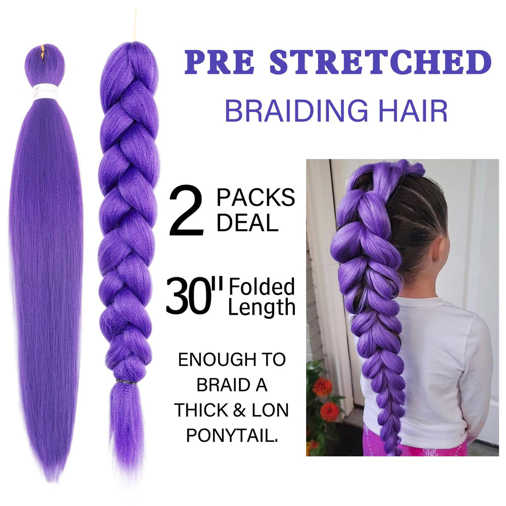 Beyond Beauty two-pack purple braiding extensions for quick protective styles.