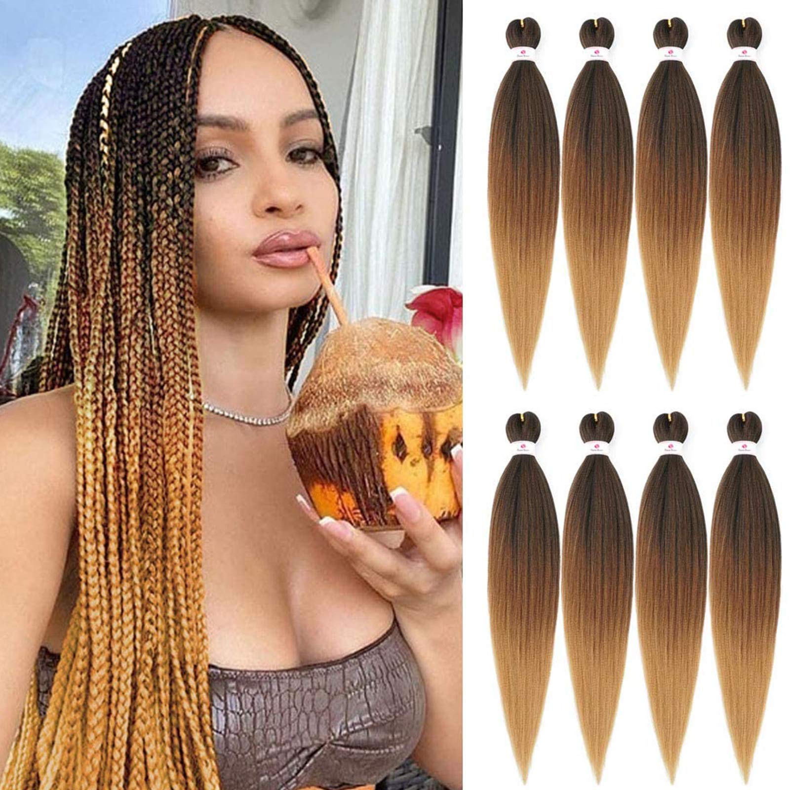 Beyond Beauty pre-stretched braiding hair ombre 1B-30-27 close-up for natural blend