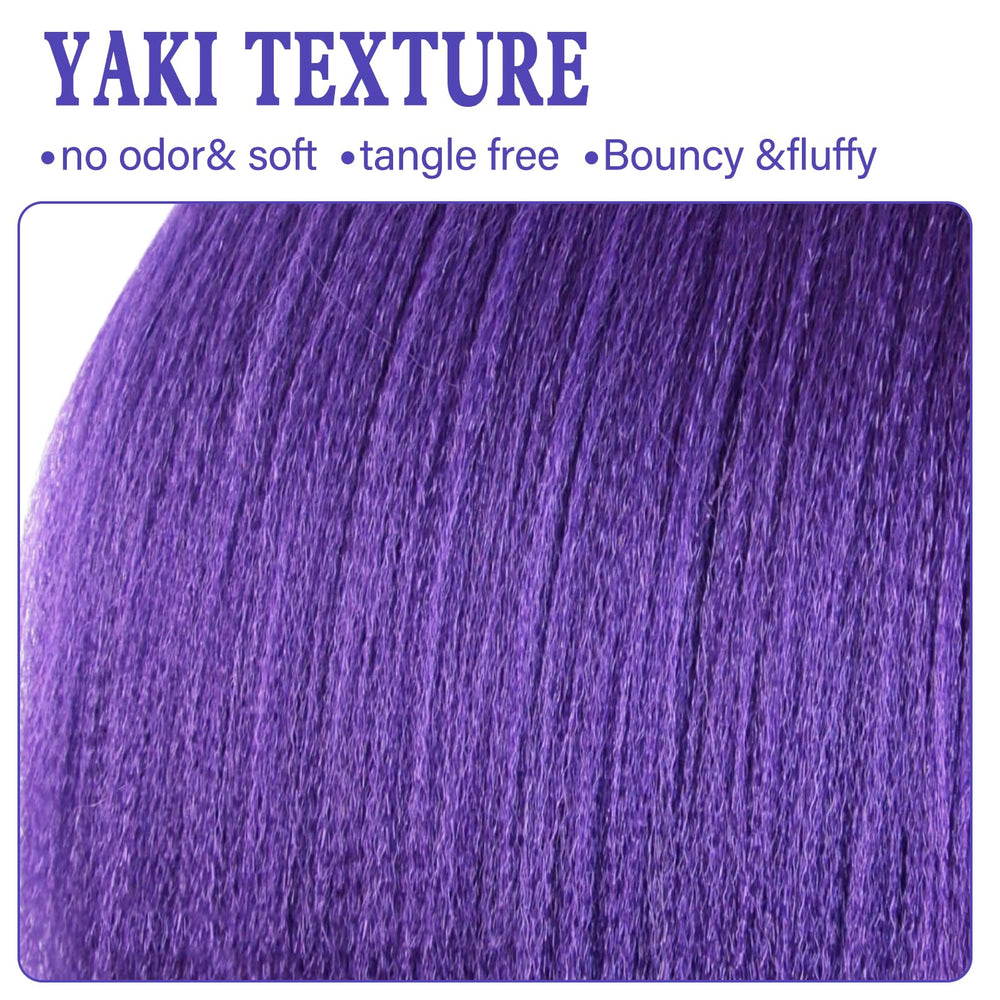Beyond Beauty yaki texture purple braiding creates natural-looking twists.