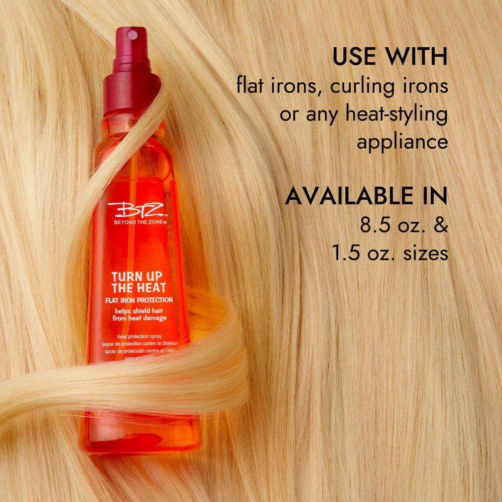 Beyond The Zone Turn Up The Heat Protection Spray bag-ready design supports on-the-go heat protection.