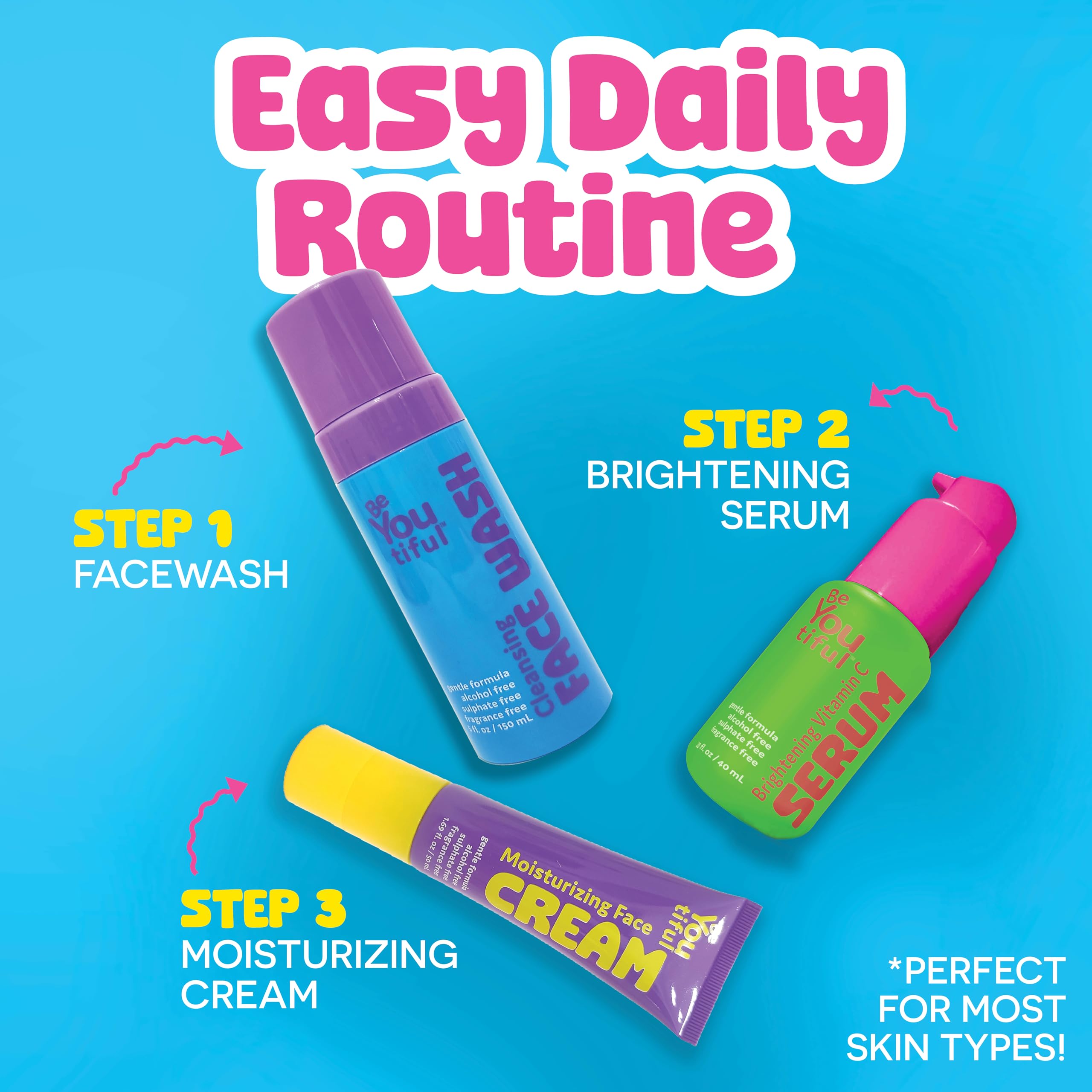 Unscented BeYoutiful facial wash bottle highlighting fragrance-free option