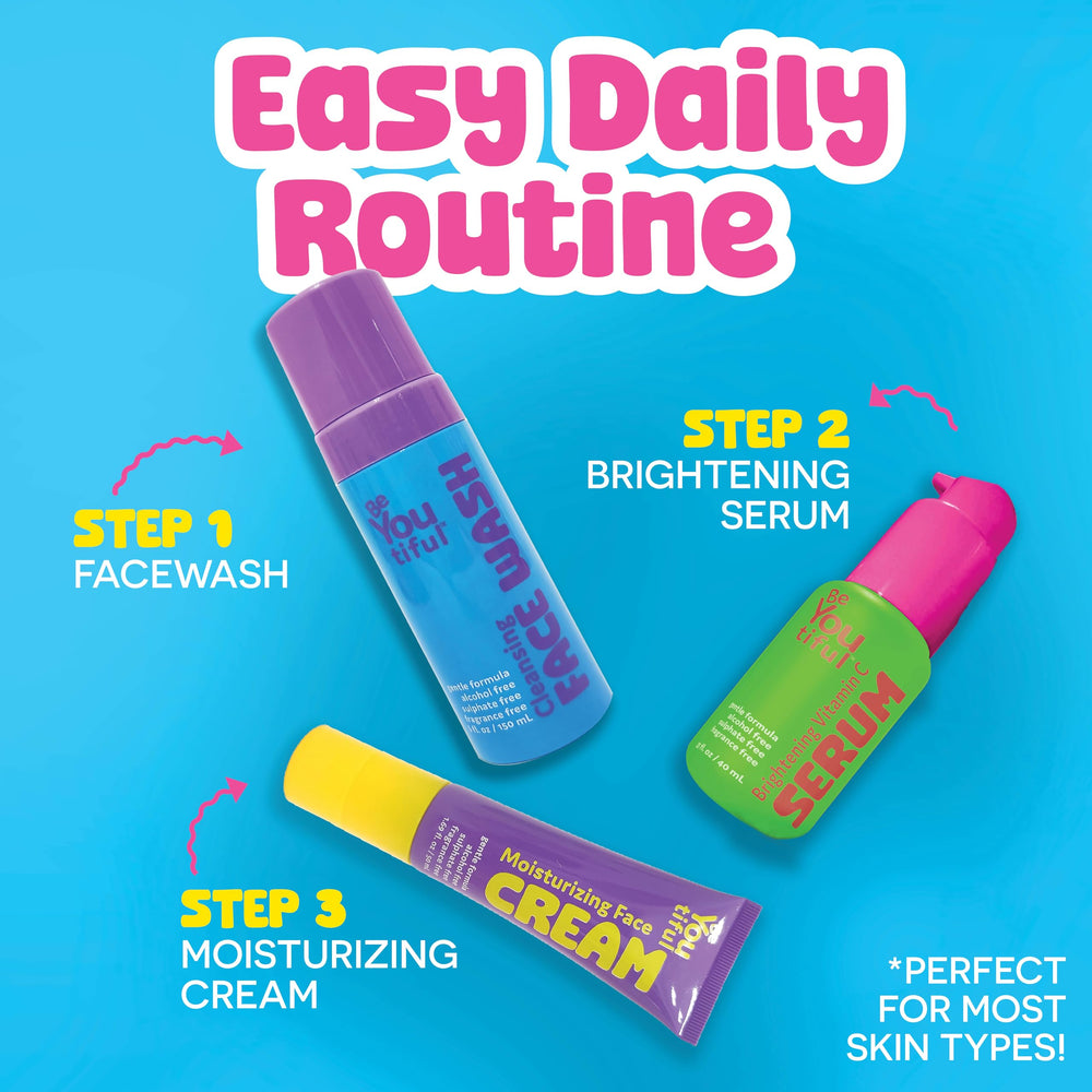 Unscented BeYoutiful facial wash bottle highlighting fragrance-free option