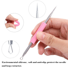 BEZOX comedone extraction wire loop, clean stainless steel design for targeted blackhead removal.