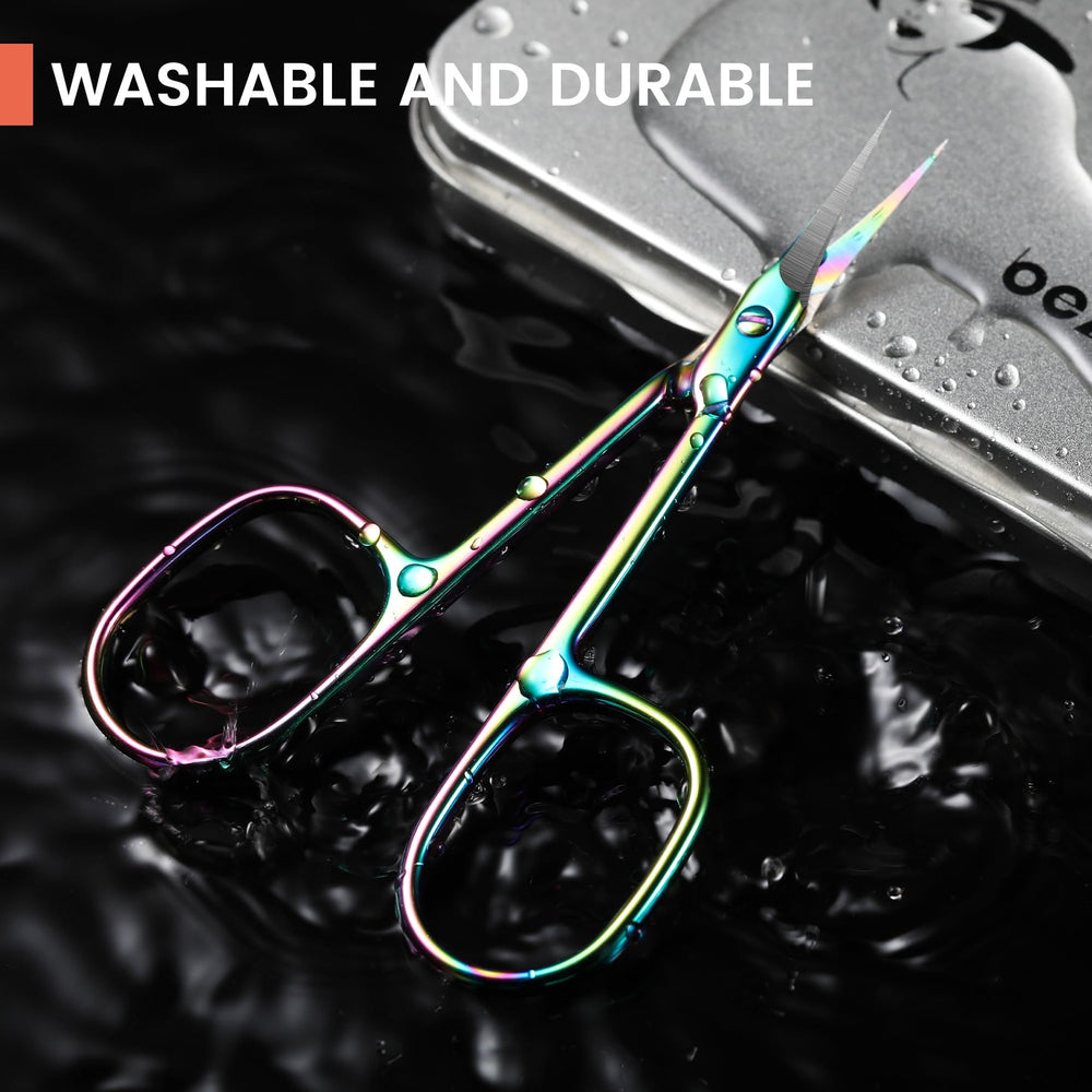 BEZOX curved cuticle scissors rainbow finish adds style to care routine