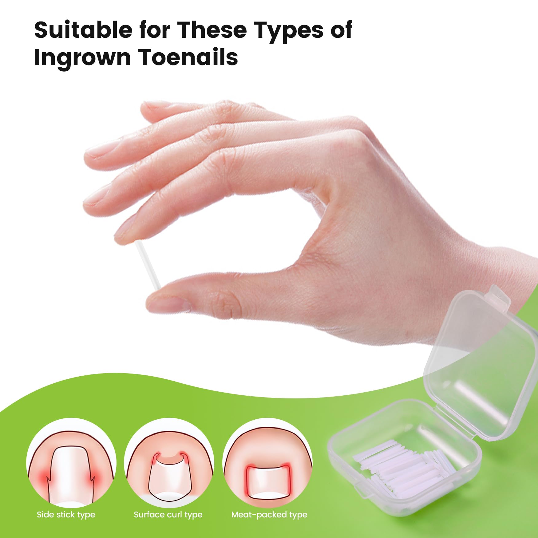 BEZOX custom-fit toenail strips adapting to your nail shape for comfort.