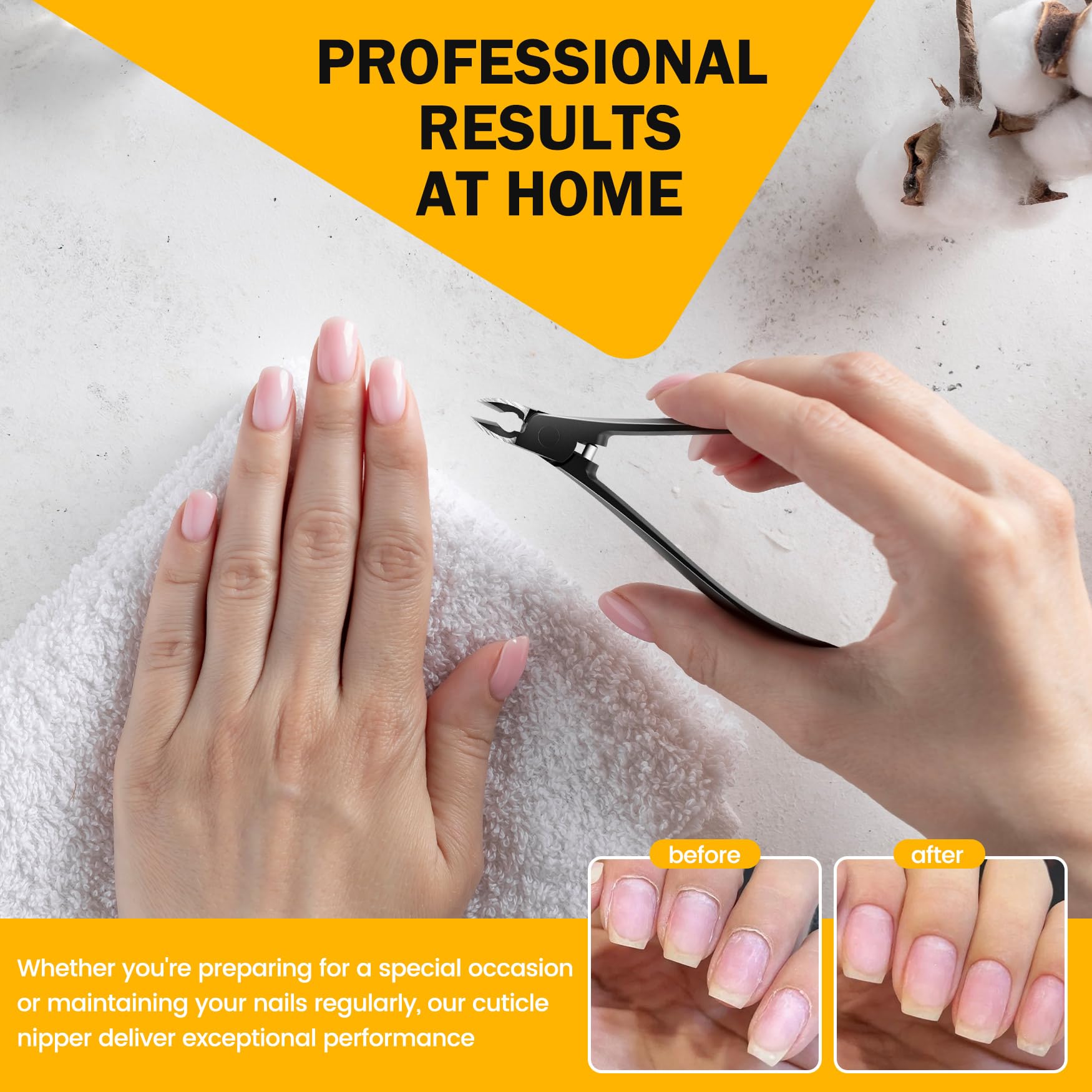 BEZOX ergonomic-handle-cuticle-trimmer provides comfortable grip and controlled snips.