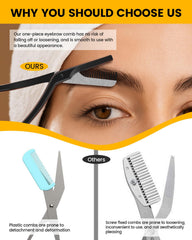 BEZOX eyebrow scissors with comb comb-side demonstrates hair lifting for even shaping.