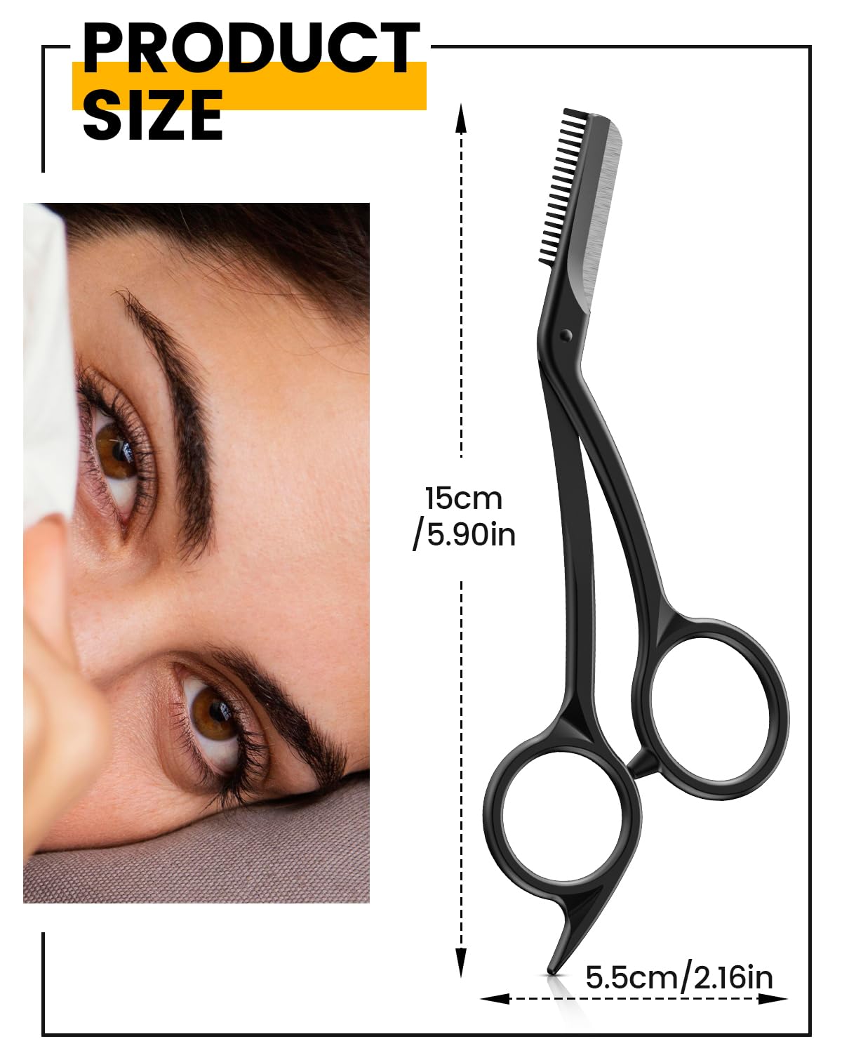 BEZOX eyebrow scissors with comb portable travel-friendly tool for touch-ups.
