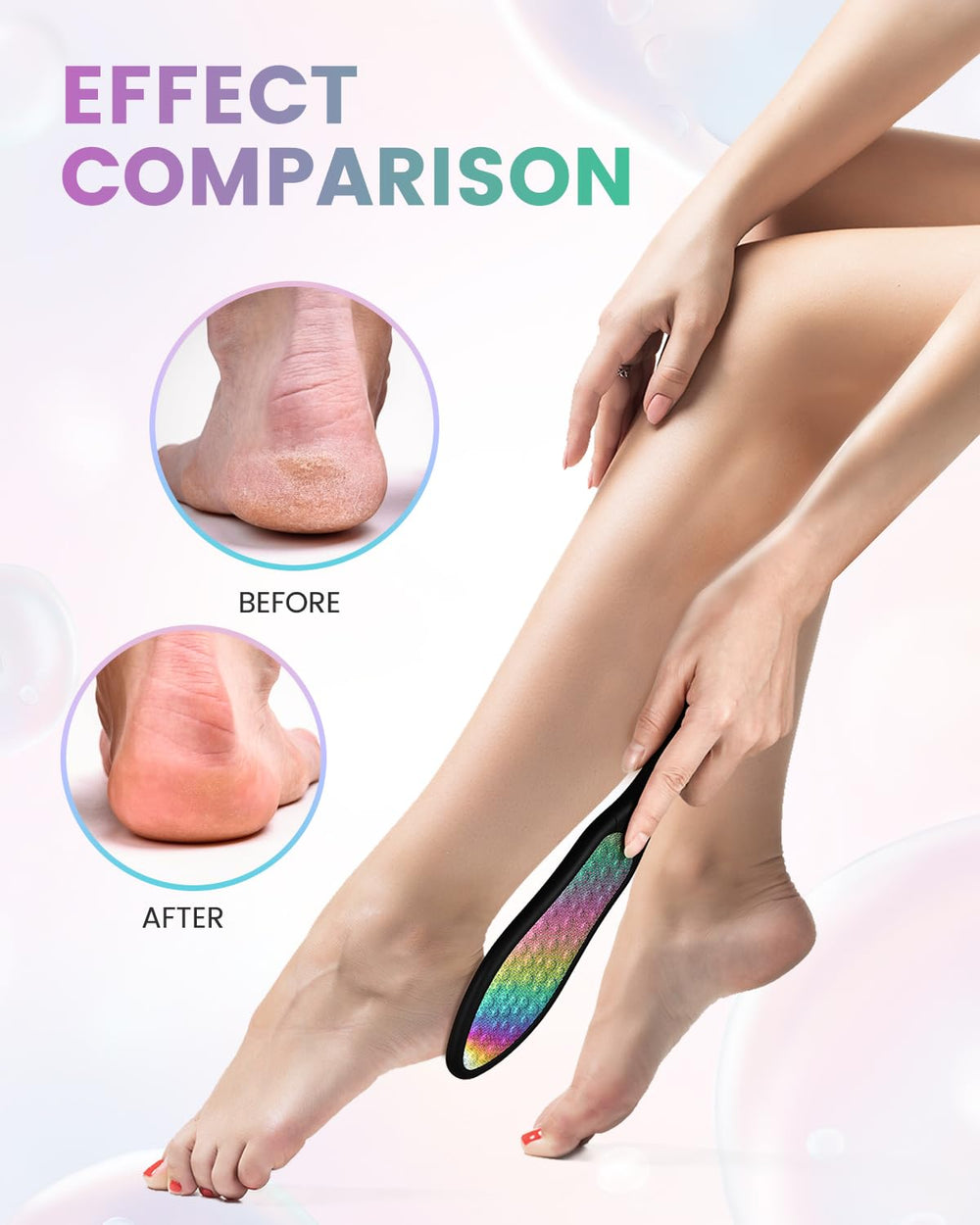 BEZOX fine surface smooths feet for a soft finish