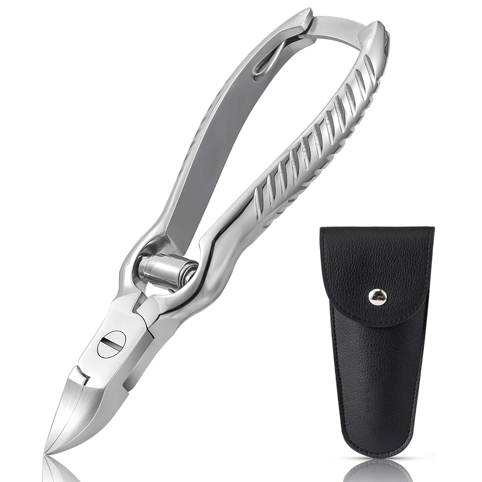 BEZOX heavy-duty podiatrist toenail clippers with silver body for thick nails and precise cuts.