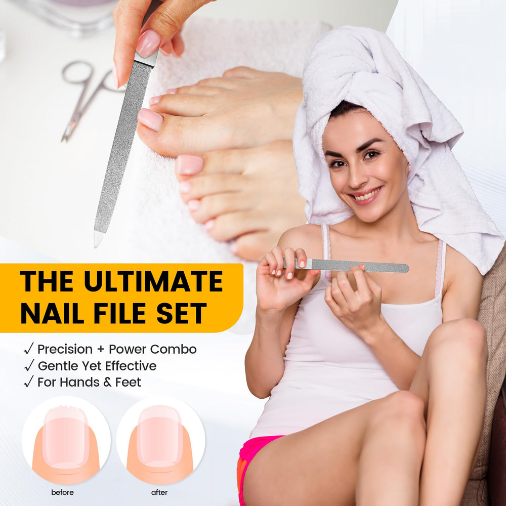 BEZOX metal nail file kit with pointed-tip file for detail work and edges.