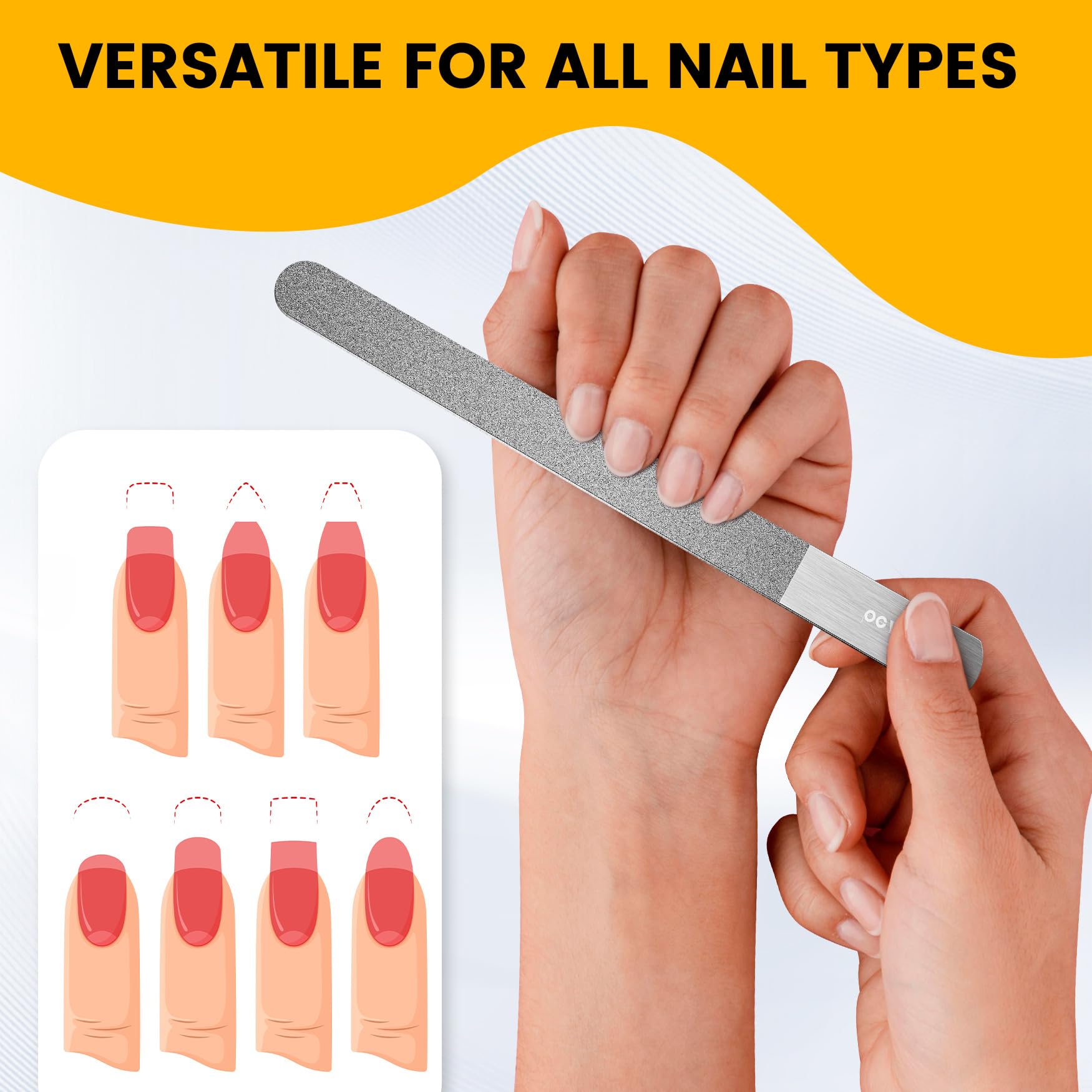 BEZOX metal nail file kit wide-surface file for quick shaping and smoothing.