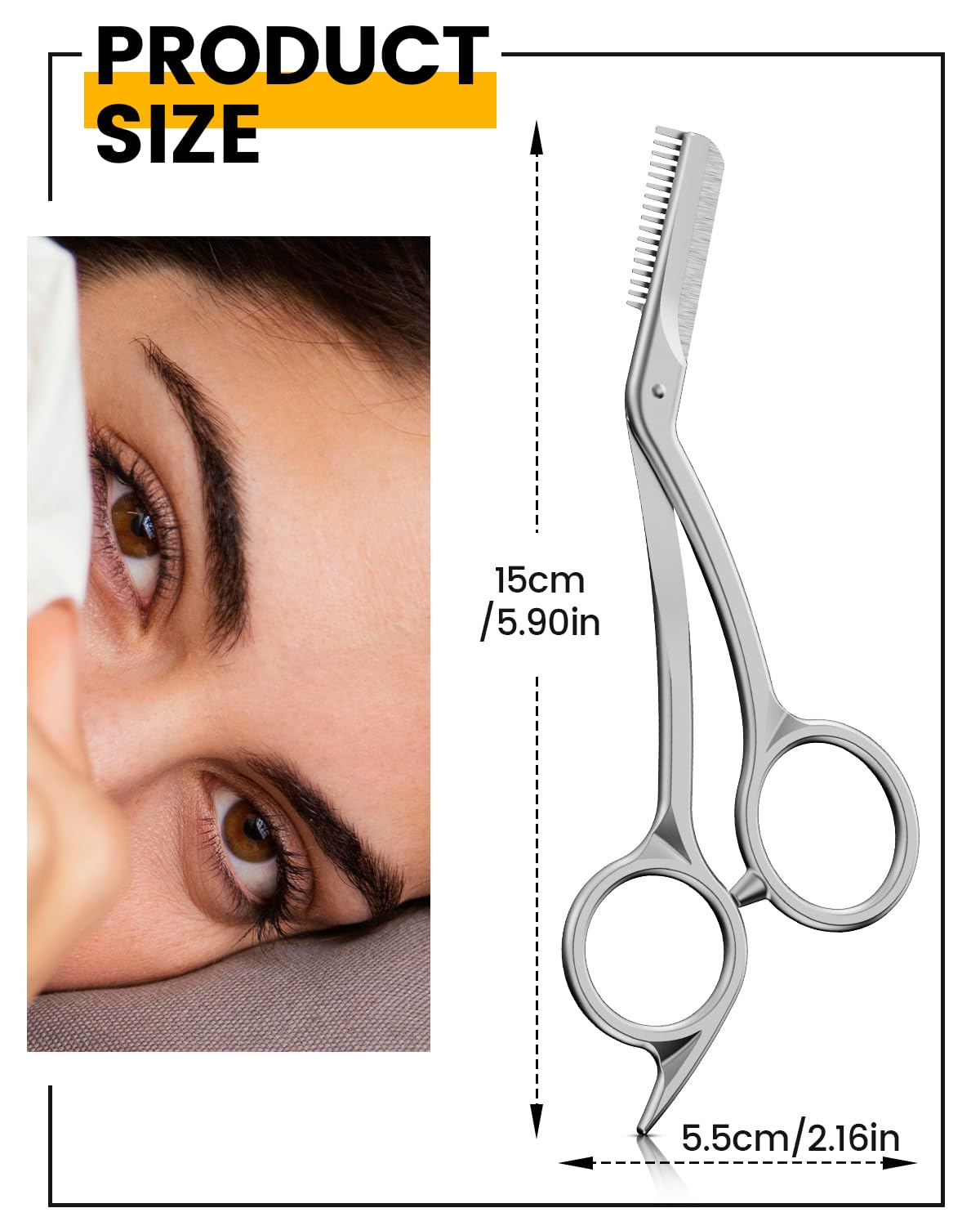 BEZOX multi-use grooming scissors for brows, lip, nose, and more.